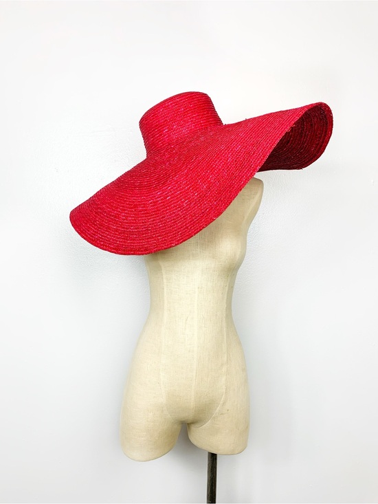 San Diego Hat Company Accessories - On Holiday Oversized Wide Brim Straw Sun Hat - Red